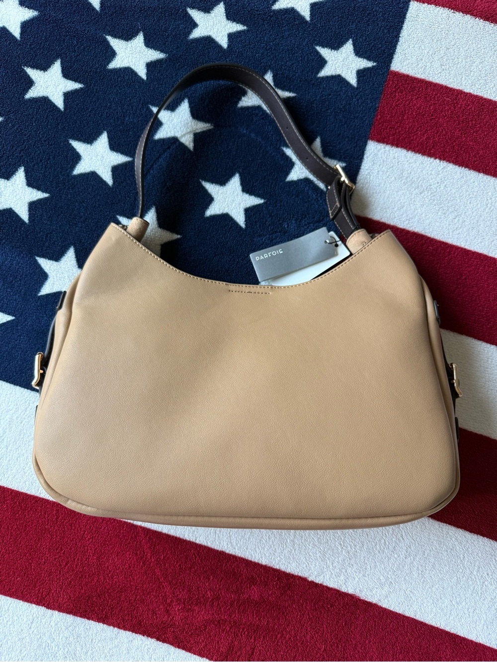 PARFOIS Tan Crossbody Bag with Contrast Strap